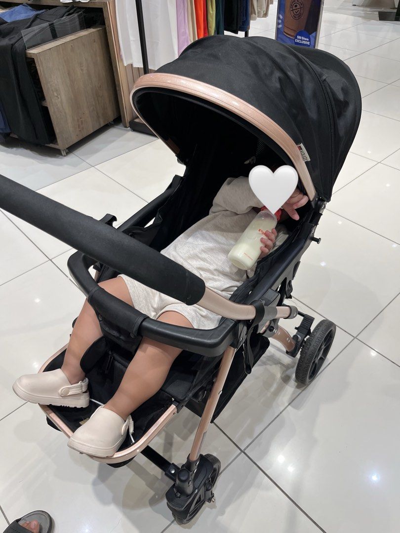 Baby Stroller - Black and Rose Gold (Category: Strollers) located in Caloocan City. Submitted by mysticturtle-2eeb (Listing ID 1458090878, Image 3). Description: Price is slighty negotiable Almost new, rarely used Bought in HK bini lang kasi forgot to bring stroller No issue and good as new Lightweight baby stroller, easy to push. Comfy seat with harness. Sun canopy and storage basket. Folds for easy storage and travel. Perfect for trips! Pick up