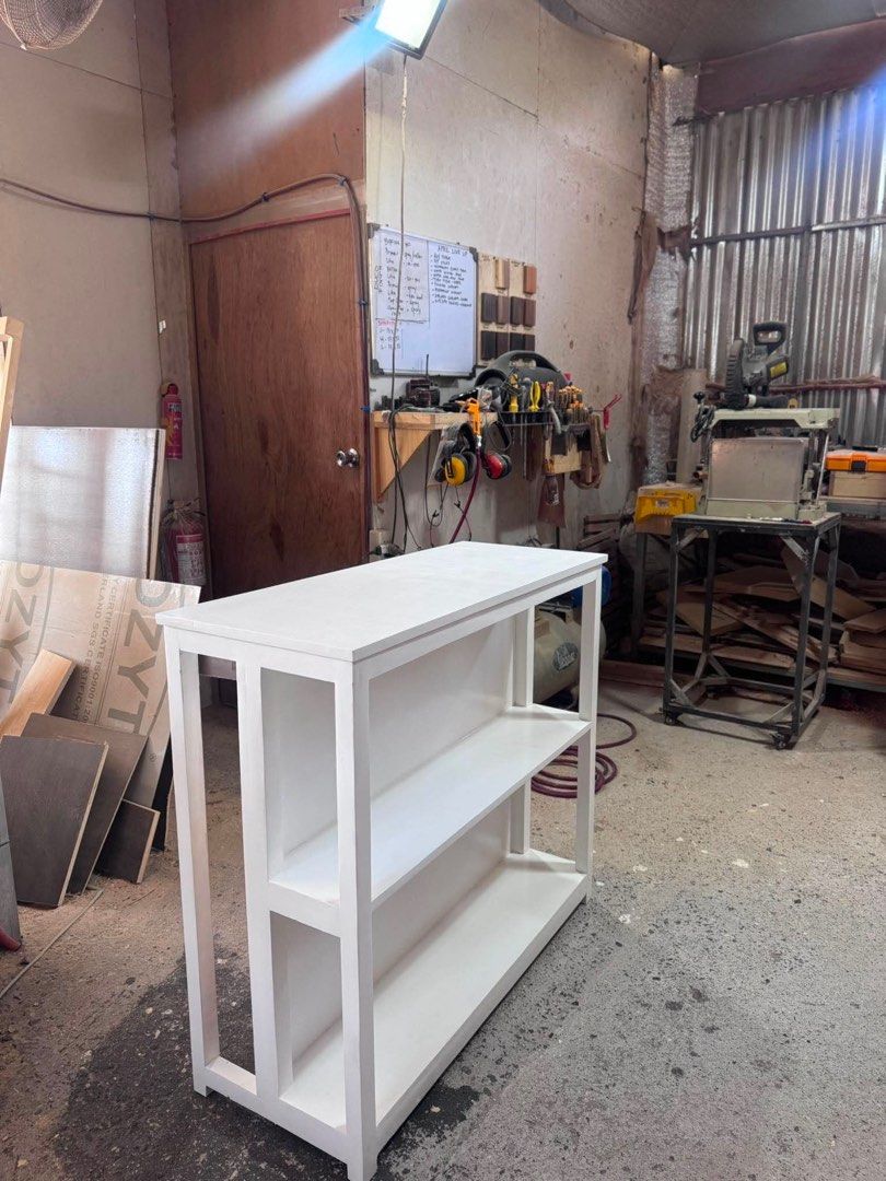 Bar Table / Console Table (Category: Tables & Sets) located in Pasay City. Submitted by ljrhea (Listing ID 1457988945, Image 1). Description: - White Bar table also can be Console table - Custom made - Original Price is ₱16,000 - Dimensions: 100x40x100cm LWH.