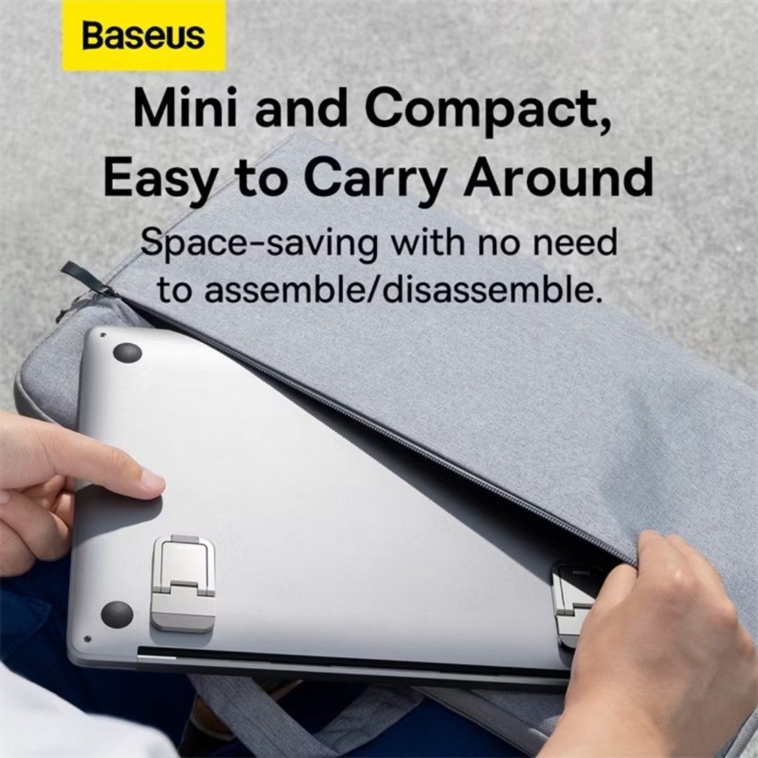 Baseus laptop stand (kickstand) (Category: Laptop Bags & Sleeves) located in Manila. Submitted by akanetsunemori (Listing ID 1457936815, Image 2). Description: Baseus laptop stand (kickstand) Selling for 200 Material: Zinc alloy Color: Deep Gray Suitable for: 13-inch and above laptops Thickness: 5.5mm Weight: 30g Really solid high quality Rfs: wala ako 3M VHB tape to replace. Tinanggal ko kasi sya kasi nagpalit ako ng laptop case. Tapos wala na a