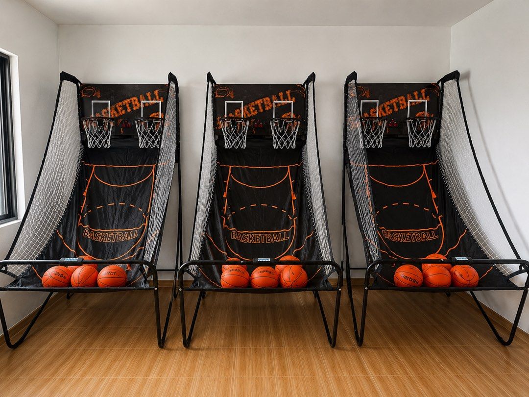 Basketball Arcade Machine with score sensor and 5 balls (Category: Kids Toys) located in Manila. Submitted by reluxx_deals (Listing ID 1457953073, Image 3). Description: •Basketball Arcade game 2 Player • 6 ft tall ring • with scoring machine and game sound for winner • Sturdy and cool game to play both indoor and outdoor • Included with 5 balls for basketball .