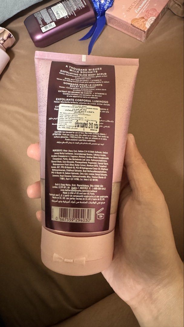 BBW A Thousand Wishes Body Scrub (210g) (Category: Body Care) located in Quezon City. Submitted by jessa2626 (Listing ID 1458022730, Image 2). Description: Legit BBW. Bought in Bangkok Rfs: impulse buy/bought extra 😅 .