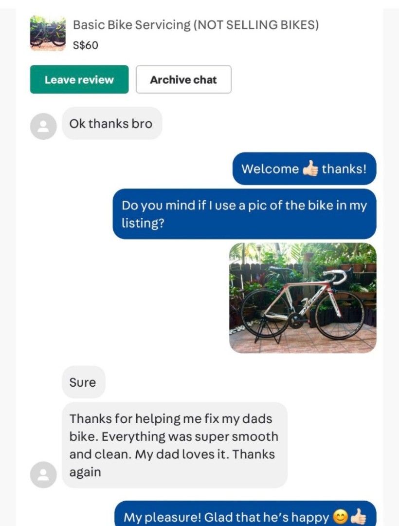Bicycle Maintenance/Servicing (Basic) (Category: Bicycles) located in Singapore. Submitted by trinathan (Listing ID 1457906684, Image 5). Description: Offering Simple Bicycle Maintenance Services: 1) Washing of bicycle - $40 2) Remove drivetrain - $30 3) Install drivetrain - $30 4) Replace (remove & install) drivetrain - $50 2) Degreasing drivetrain using ultrasonic cleaner - $30 3) Indexing of derailleurs - $20 4) Tighten screws and bolts using 