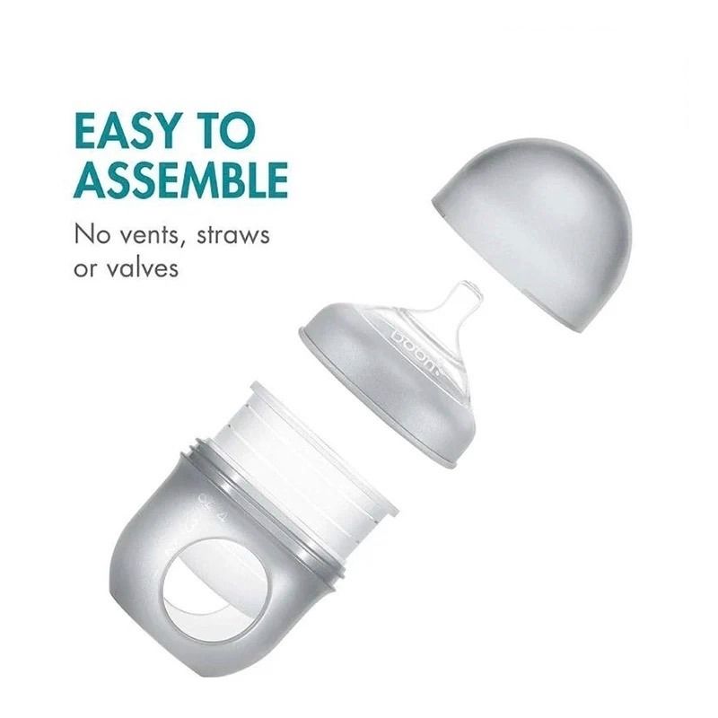 Boon NURSH Silicone Pouch Bottle 40z, Grey (Category: Breastfeeding & Bottle Feeding) located in Makati City. Submitted by travelfinds34611 (Listing ID 1457985056, Image 1). Description: Brand New, Unopened Pack NURSH Silicone Pouch Bottle 40z, Grey - Designed for air-free feeding - Pouch collapses as baby drinks - Easy assembly, no vents, straws, or valves - Perfect for fuss-free feeding.