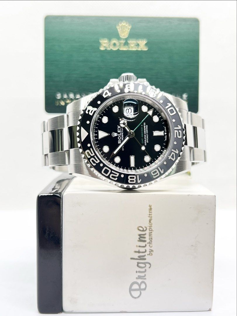 Brand New Rolex Oyster Gmt Master II 126710GRNR “Bruce Wayne” Black Dial Automatic Steel Casing Bracelet ( Aug 26 ) (Category: Watches) located in Singapore. Submitted by brightime (Listing ID 1458003557, Image 2). Description: Brand New Rolex Oyster Gmt Master II 126710GRNR “Bruce Wayne” Black Dial Automatic Steel Casing Bracelet ( Aug 26 ) ** Brand New ** ** Stickers Removed By AD ** Model : 126710GRNR Also known as : Oyster Gmt Master II “Bruc