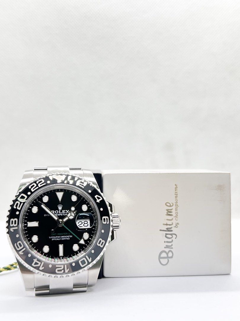 Brand New Rolex Oyster Gmt Master II 126710GRNR “Bruce Wayne” Black Dial Automatic Steel Casing Bracelet ( Aug 26 ) (Category: Watches) located in Singapore. Submitted by brightime (Listing ID 1458003557, Image 3). Description: Brand New Rolex Oyster Gmt Master II 126710GRNR “Bruce Wayne” Black Dial Automatic Steel Casing Bracelet ( Aug 26 ) ** Brand New ** ** Stickers Removed By AD ** Model : 126710GRNR Also known as : Oyster Gmt Master II “Bruc