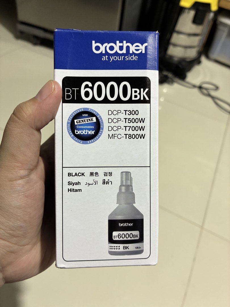 Brother BT6000BK (Category: Printers, Scanners & Copiers) located in Manila. Submitted by ZhusmitaMay (Listing ID 1458056076, Image 1). Description: - Brand New, Sealed Brother BT6000BK Black Ink Bottle - Genuine Brother Product - Capacity: 108.0ml - Color: Black - Compatible with Brother DCP-T300, DCP-T500W, DCP-T700W, MFC-T800W - Imported from Japan RFS: Wrong ink bottle bought.