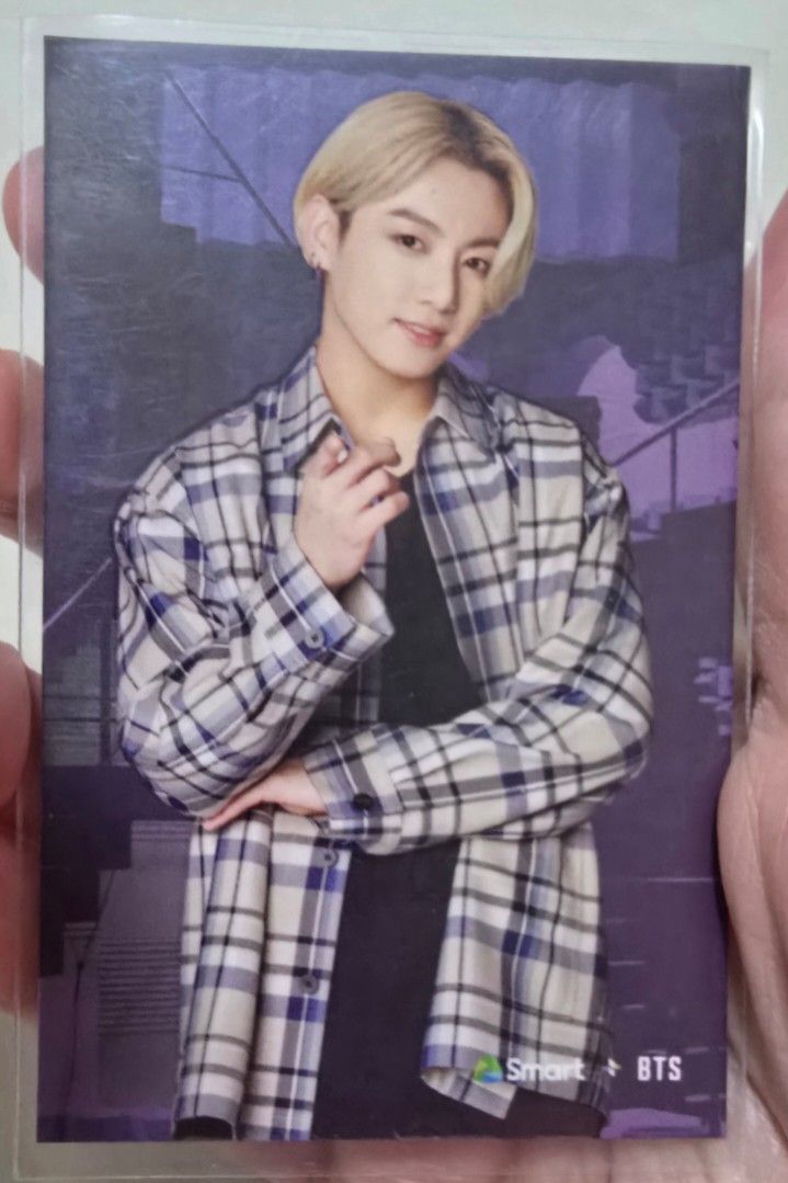 BTS x Smart photocards (Category: K-Wave Merchandise) located in Las Pinas. Submitted by Freshops (Listing ID 1458008638, Image 3). Description: Official/Original photocards only with photocard sleeves free jungkook photocard (see last pic) jnt, lalamove gcash 249 if buying with another item in my shop with (1)additional random freebie :).