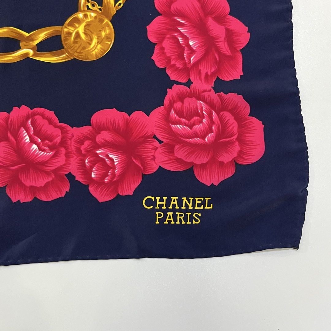 CHANEL PRINTED SILK SCARF (Category: Luxury Accessories) located in Bacolod City. Submitted by the.finest (Listing ID 1458076698, Image 3). Description: Chanel Printed-Flower Pattern Silk Scarf Condition:9/10 Flaws: None 7,000+shipping fee.