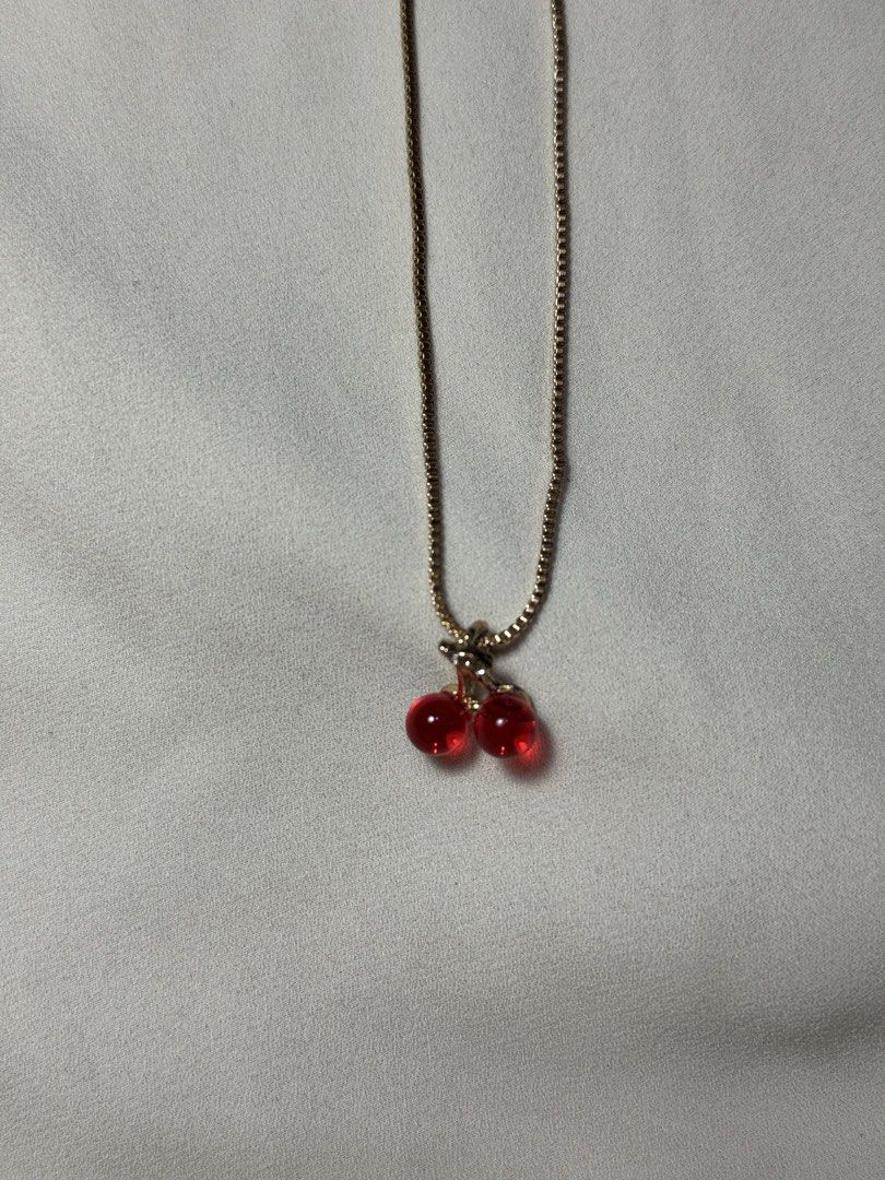 Cherry gold necklace (Category: Necklaces) located in Ligao. Submitted by veetrinkets (Listing ID 1458037311, Image 1). Description: -can fit up to 18 inches -gold plated -lobster clasp .