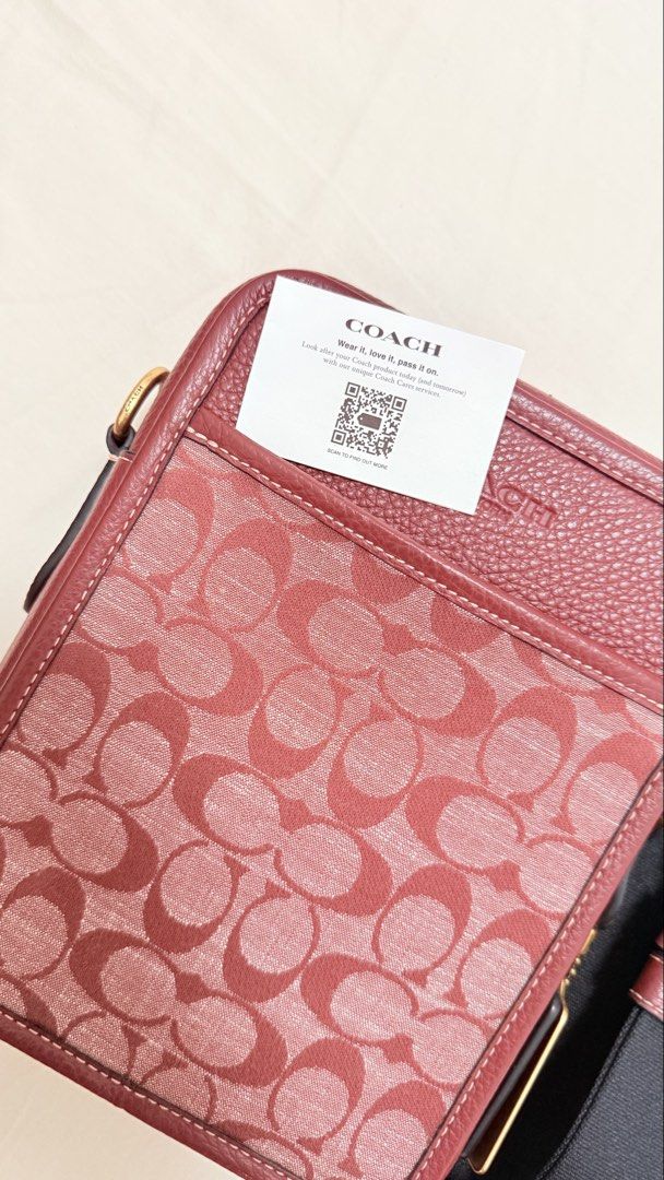 Coach Sullivan Crossbody in Chambray (Category: Sling Bags) located in Manila. Submitted by earlperezzzz (Listing ID 1457919522, Image 2). Description: Measurements: Length: 6.25" Height: 8.25" Width: 2.0" Materials: Signature chambray and refined pebble leather Fabric lining Strap: Detachable strap with 24" drop for shoulder or crossbody wear Features: Outside open pocket Inside multifunction pockets Zip closure Fits all phone sizes up to an iPh