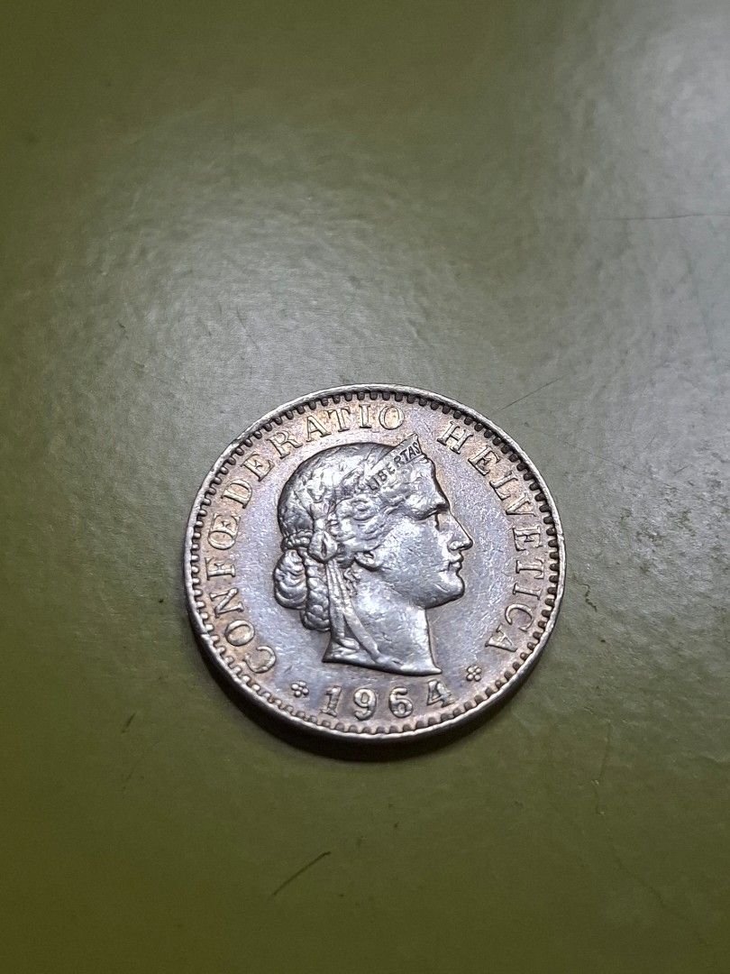 Coin, Switzerland, 20 Rappen, 1964 (Category: Currency) located in Pasig City. Submitted by keekeedee (Listing ID 1457984841, Image 2). Description: authentic old Swiss coin from the 60s.