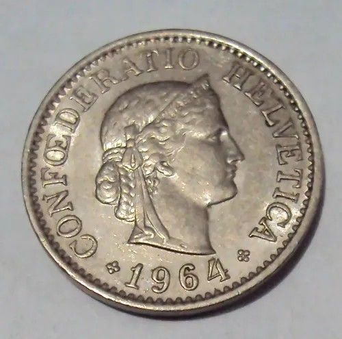 Coin, Switzerland, 20 Rappen, 1964 (Category: Currency) located in Pasig City. Submitted by keekeedee (Listing ID 1457984841, Image 1). Description: authentic old Swiss coin from the 60s.