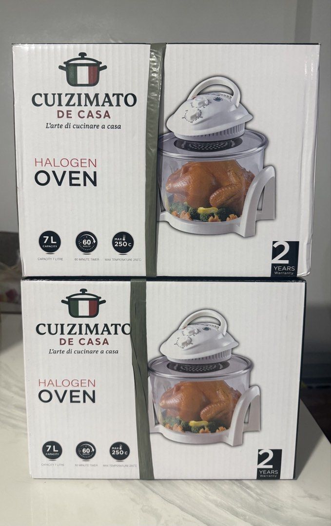 Cuizimato De Casa Halogen Oven 7L Capacity (Category: Ovens & Toasters) located in Bacoor. Submitted by cielo1985 (Listing ID 1457921224, Image 1). Description: - Cuizimato De Casa Halogen Oven - 7L Capacity - 60-Minute Timer - Max Temperature: 250°C - Perfect for Roasts & Vegetables - Brand New, Sealed Box - Includes 2-Year Warranty.
