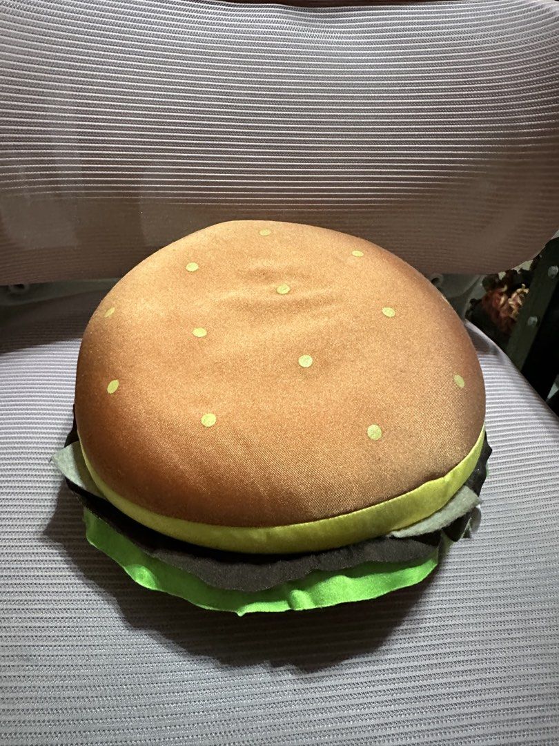 Cute Hamburger Plush Pillow Cushion (Category: Bedding & Towels) located in Dasmarinas. Submitted by maecybee (Listing ID 1458004564, Image 1). Description: - Fun hamburger-shaped plush pillow - Realistic layers: bun, lettuce, patty - Perfect for couch or bed decoration - Soft and squishy for comfort - Adds a playful and unique touch to any room - Good size for lounging.