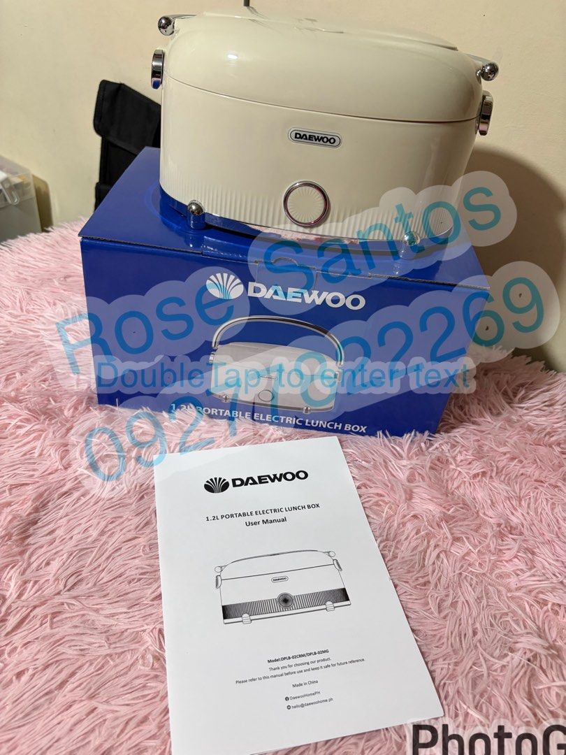 DAEWOO 1.2L Portable Electric Lunch Box (Category: Food Organization & Storage) located in Manila. Submitted by chrizney (Listing ID 1443817362, Image 1). Description: - DAEWOO 1.2L Portable Electric Lunch Box - Ideal for home, office, or car use - Made with high-quality 304 stainless steel food boxes - Convenient handle for easy carrying - Includes inner lid for added security - Comes with a spoon & fork box - Features an indicator light for ope