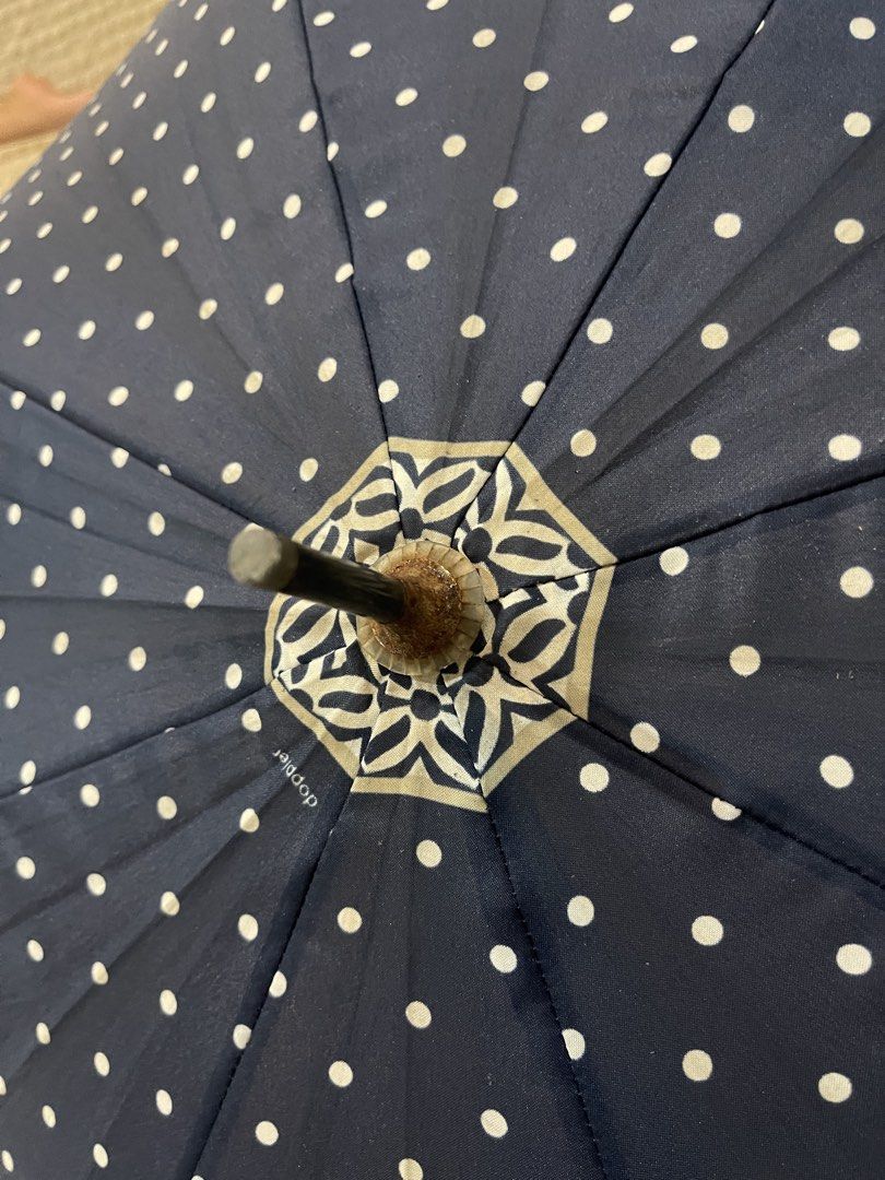 dark blue umbrella featuring a white polka dot pattern (Category: Umbrellas) located in San Fernando. Submitted by dntjapansurpluselyu (Listing ID 1457993651, Image 3). Description: .