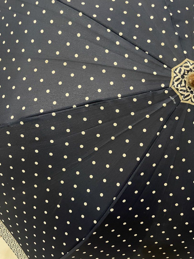 dark blue umbrella featuring a white polka dot pattern (Category: Umbrellas) located in San Fernando. Submitted by japansurpluselyu (Listing ID 1458014053, Image 2). Description: .