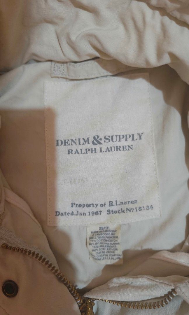 Denim & Supply Ralph Lauren Vintage Style Jacket (Category: Coats, Jackets and Outerwear) located in Mandaue City. Submitted by kulasyow (Listing ID 1458029672, Image 2). Description: Denim & Supply Ralph Lauren Vintage Style Jacket This is a discontinued product or chain of Ralph Lauren Missing Detachable Off/Legit Thrifted/Ukay Dimes: Width 19 x Length 26.5-27 Location: Cebu Jnt Only 300+sf 350 shipped.