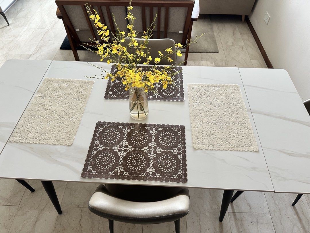 Dining table (Category: Tables & Sets) located in Singapore. Submitted by silentrivernyc (Listing ID 1457988524, Image 2). Description: - expandable dining table -1.2m and 1.8m extended. - Comes with 4 chairs. Barely used. As good as new. Arrange your own transport please .