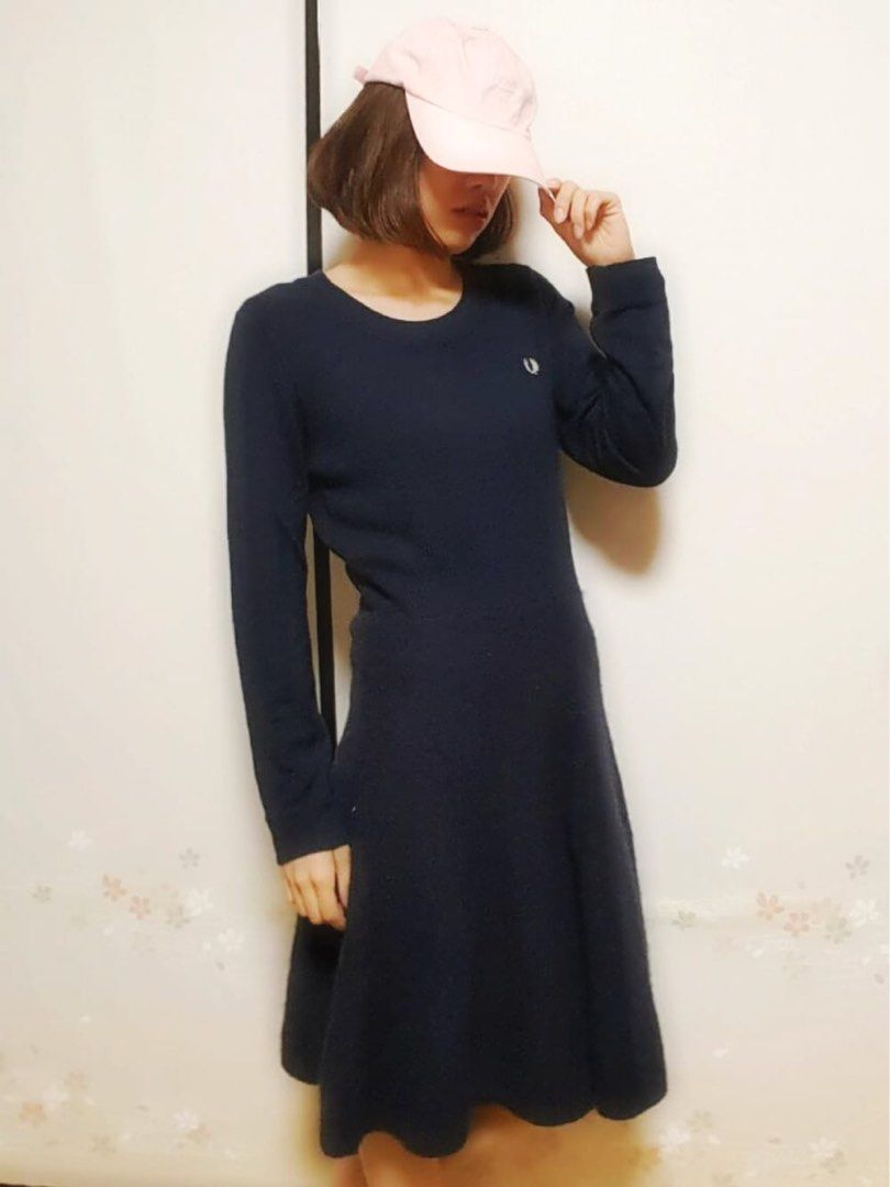 Fred Perry Angora Blend Knit Dress (Category: Luxury Apparel) located in Naga. Submitted by trashfinds (Listing ID 1458005635, Image 1). Description: Size : 10 on tag Length : 43.5” Width: 15” Color rate : 9/10 Issue : minimal flaws Need wash.
