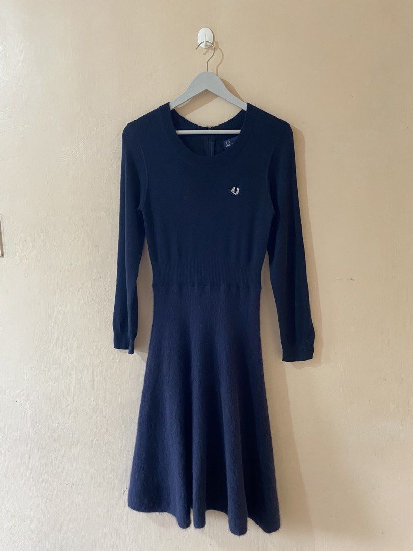Fred Perry Angora Blend Knit Dress (Category: Luxury Apparel) located in Naga. Submitted by trashfinds (Listing ID 1458005635, Image 2). Description: Size : 10 on tag Length : 43.5” Width: 15” Color rate : 9/10 Issue : minimal flaws Need wash.