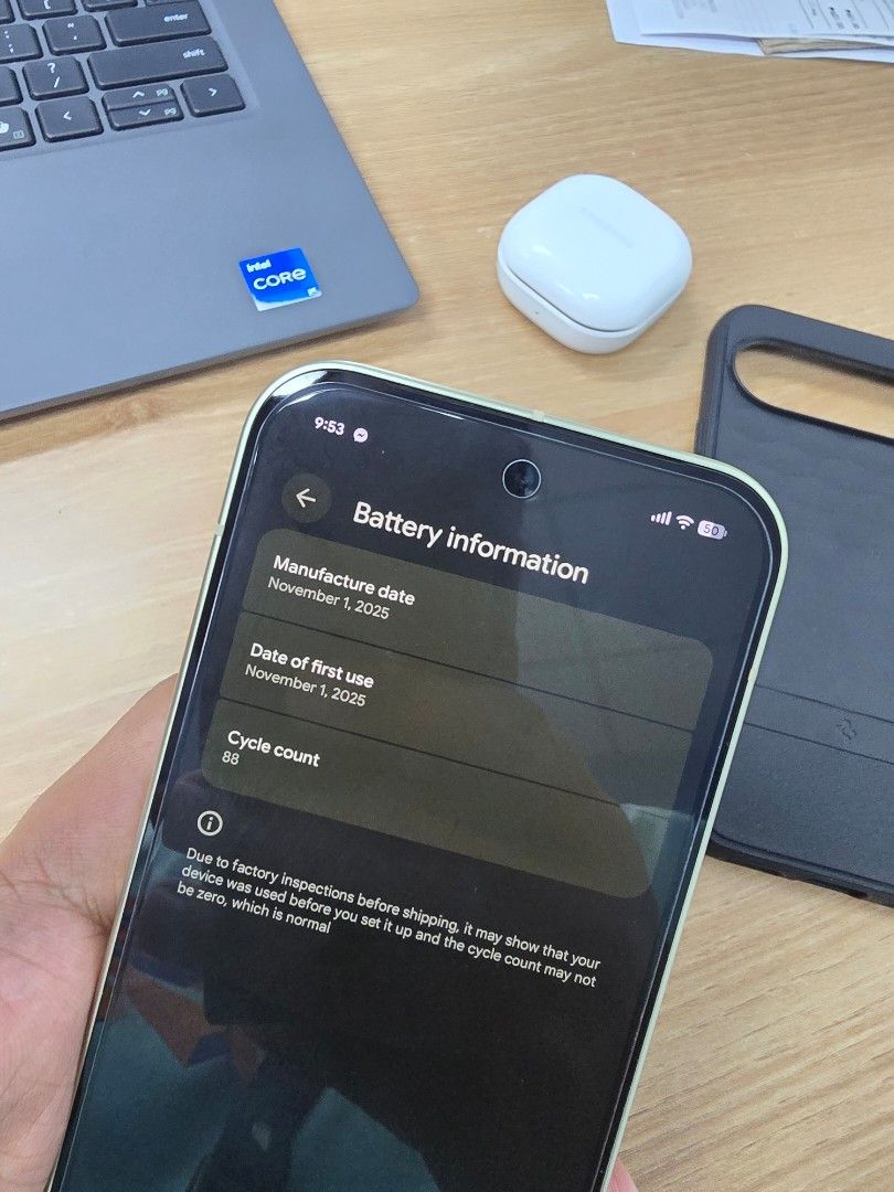 Google Pixel 10 (Category: Google Pixel) located in Quezon City. Submitted by mothergee (Listing ID 1458036905, Image 3). Description: Google Pixel 10 256GB JPN variant lemon grass 100% battery health 88 cycle count no issue no history of repair under warranty.