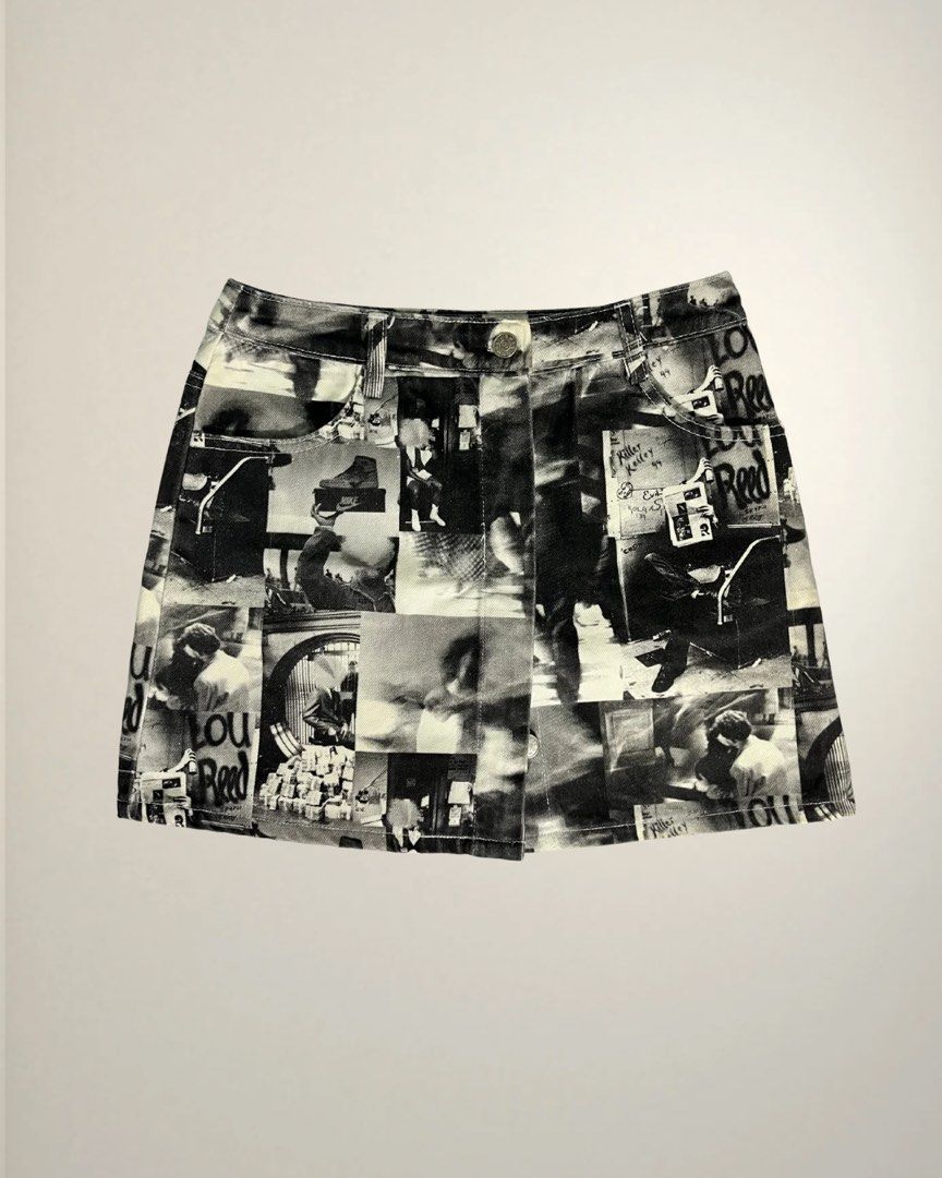 Graphic denim skirt (Category: Skirts) located in Dasmarinas. Submitted by caitswardrobe (Listing ID 1458034722, Image 1). Description: Waist - 27 Length - 14 .