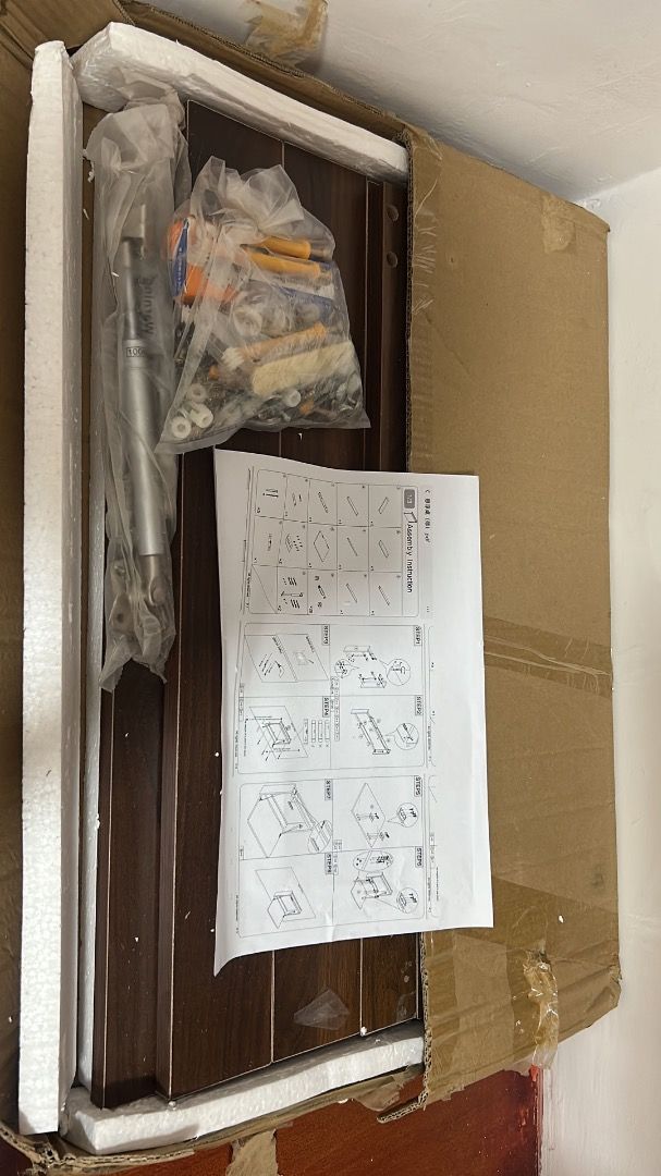 Hidden Foldable Wall Vanity Table Space Saving Makeup Desk Storage (Category: Shelves, Cabinets & Racks) located in Caloocan City. Submitted by venrathimm_ (Listing ID 1458002005, Image 2). Description: ❗️BRAND NEW❗️ Hello, selling this brand new item kasi hindi po siya kasya sa room ko and masyado pong mabigat yung kahoy para sa wall ko. Thank you!.