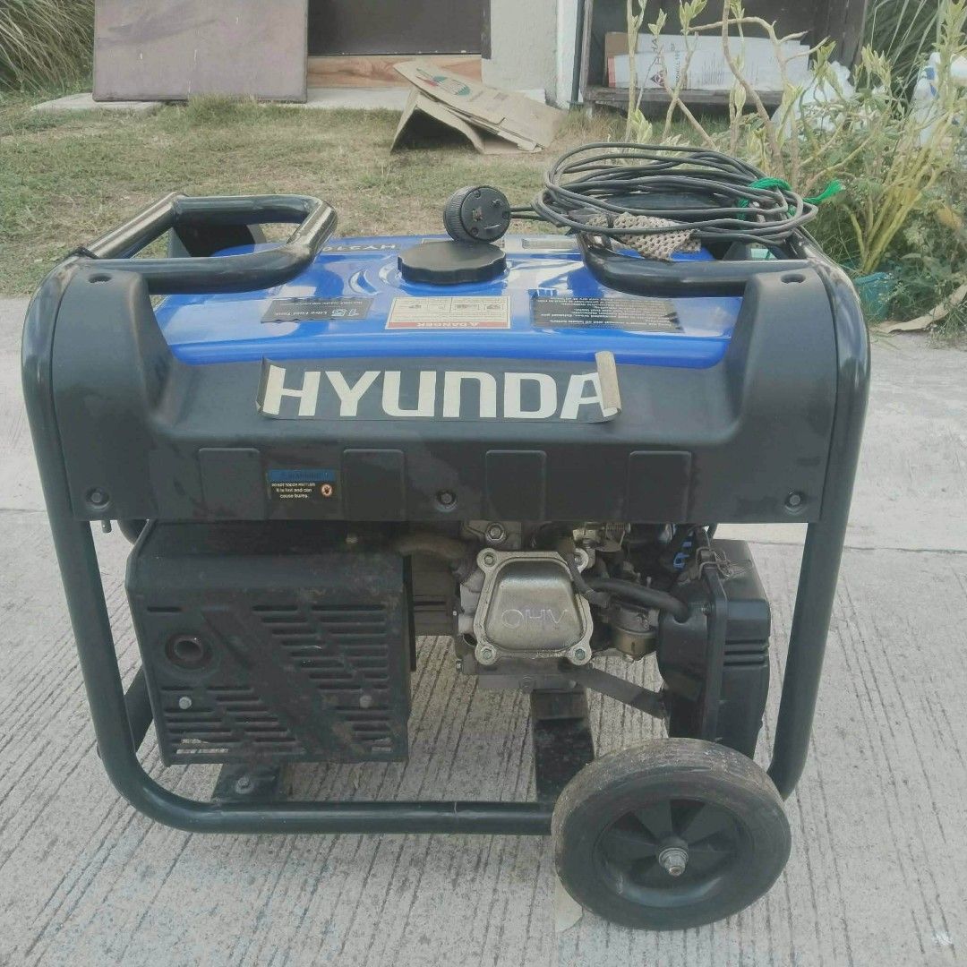 Hyundai HY3100 Generator 3100 Watts (Category: Construction Tools & Equipment) located in Las Pinas. Submitted by jumpman_19 (Listing ID 1457975491, Image 2). Description: - Hyundai HY3100 Generator - 3100 Watts Peak Output - 2800 Watts Continuous Output - Features V.F.T. Meter - Includes Power Cord - Ready for Immediate Use.