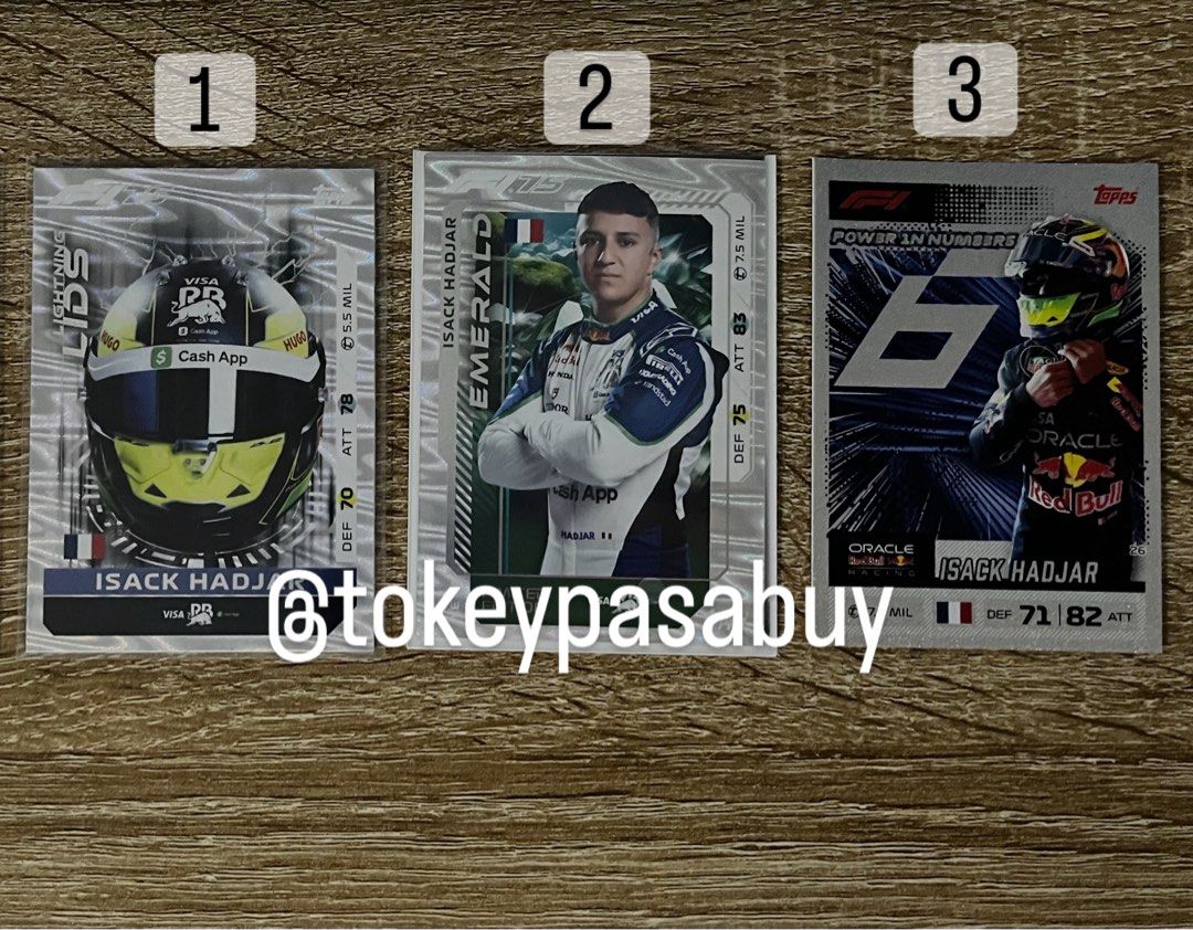 ISACK HADJAR F1 CARDS (Category: Raw Singles) located in Paranaque City. Submitted by tokeypasabuy (Listing ID 1457994774, Image 1). Description: DECLUTTERING 👌 READY TO SHIP 👌 ISACK HADJAR F1 CARDS 200 PHP EA MOP: Maribank/Bank Transfers MOD: SCO/JNT DM for Inquiries 😊.