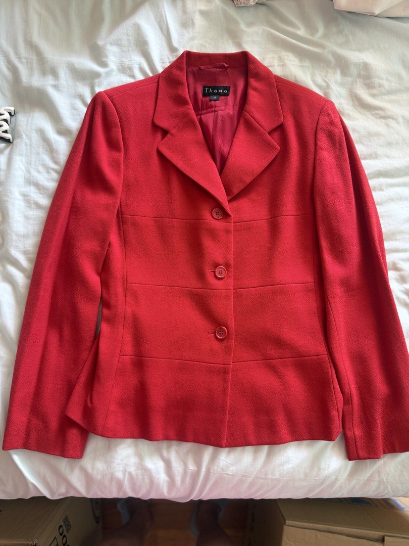Jacket (Category: Coats, Jackets and Outerwear) located in Singapore. Submitted by slimaries (Listing ID 1457936258, Image 3). Description: Theme 100% Wool Jacket Slim fit Dimensions: PTP - 44cm Waist - 80cm Shoulder - 42cm Length - 60cm Condition - 9/10 PM for more information 40cm Length - .
