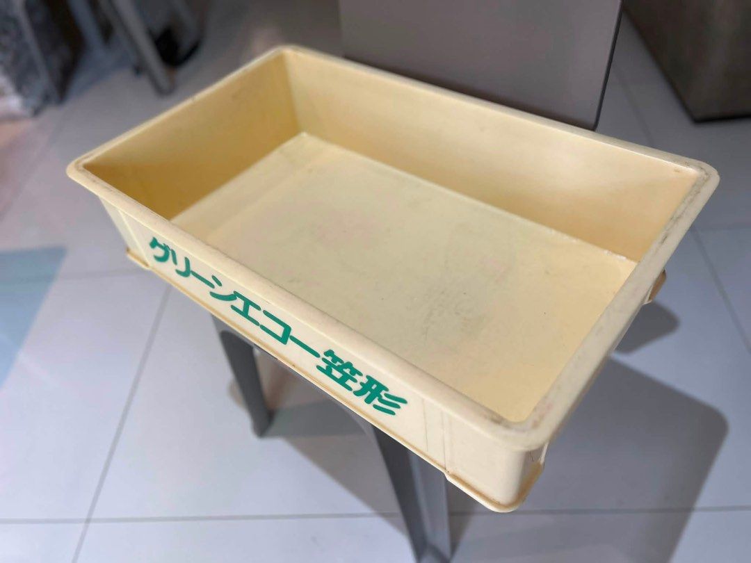 JAPAN Kasagata Stackable Crate Tray EXTRA HEAVY DUTY (Category: Storage Boxes & Baskets) located in Las Pinas. Submitted by rusc.rusc (Listing ID 1457923828, Image 3). Description: JAPAN Green Eco Kasagata Stackable Crate Tray EXTRA HEAVY DUTY GOOD CONDITION L64 x W39 x H15cm 12pcs AVAILABLE P350/ea - storage trays - "Green Eco" branding on the side - Stackable design for efficient storage - Ideal for organizing items at home or in a shop .