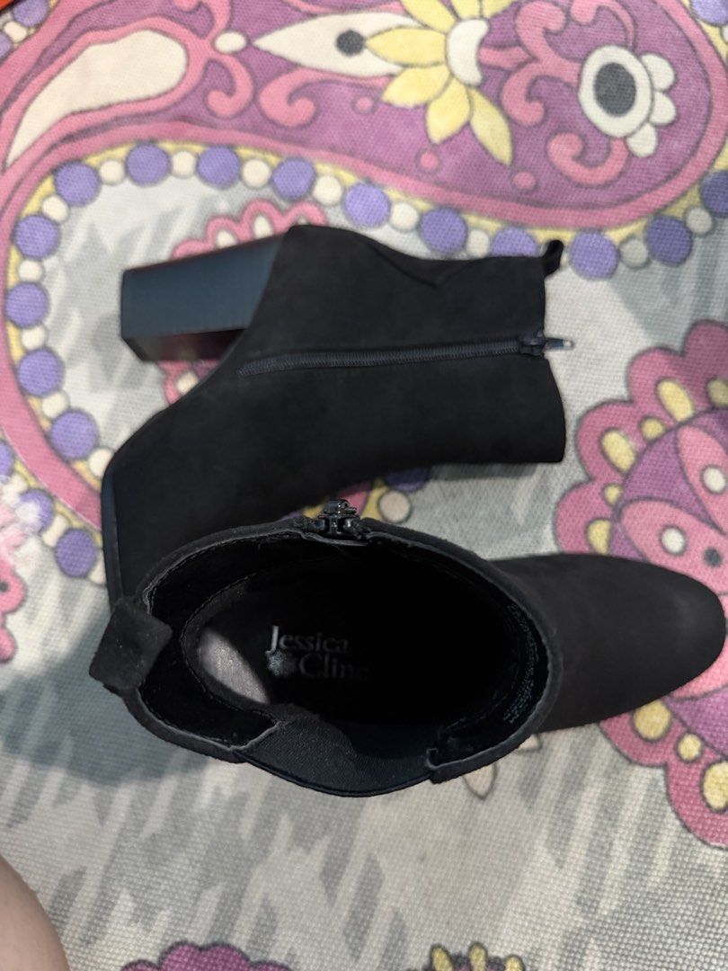Jessica Cline Black Boots (Category: Boots) located in Manila. Submitted by nabiluvie (Listing ID 1458046360, Image 2). Description: Size is 7.5, 24.5cm bought this and never used it :((( it’s been sitting on my wardrobe for too long. i even have the box but it’s been ruined since it’s placed on the bottom of all my shoe boxes :<<.