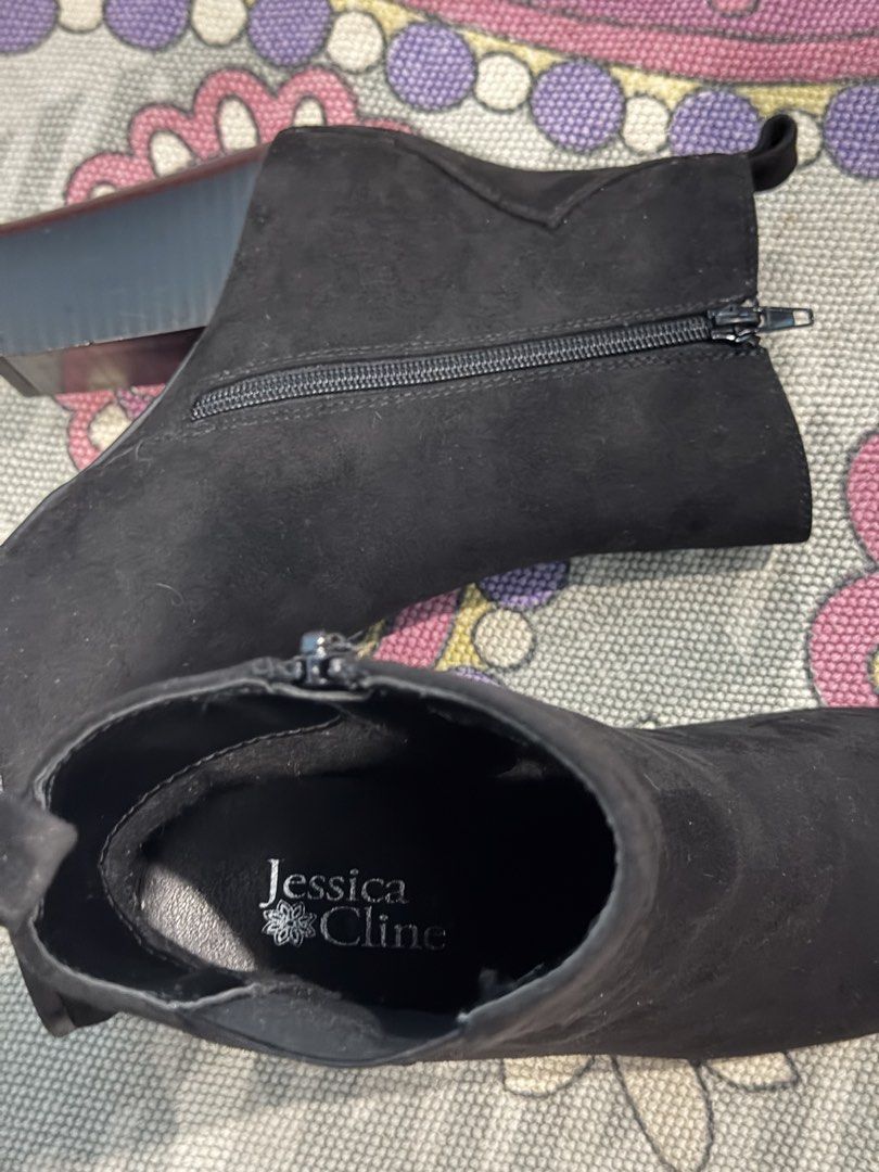 Jessica Cline Black Boots (Category: Boots) located in Manila. Submitted by nabiluvie (Listing ID 1458046360, Image 3). Description: Size is 7.5, 24.5cm bought this and never used it :((( it’s been sitting on my wardrobe for too long. i even have the box but it’s been ruined since it’s placed on the bottom of all my shoe boxes :<<.