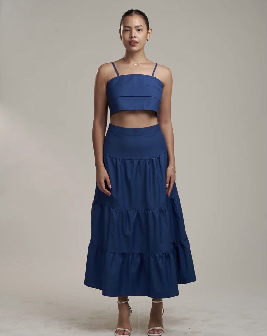 Just Because Martina Set (in Blue) (Category: Dresses) located in Quezon City. Submitted by nikki.chua (Listing ID 1458046737, Image 1). Description: Size Medium Top- altered to fit small; never been used Skirt- used only once.