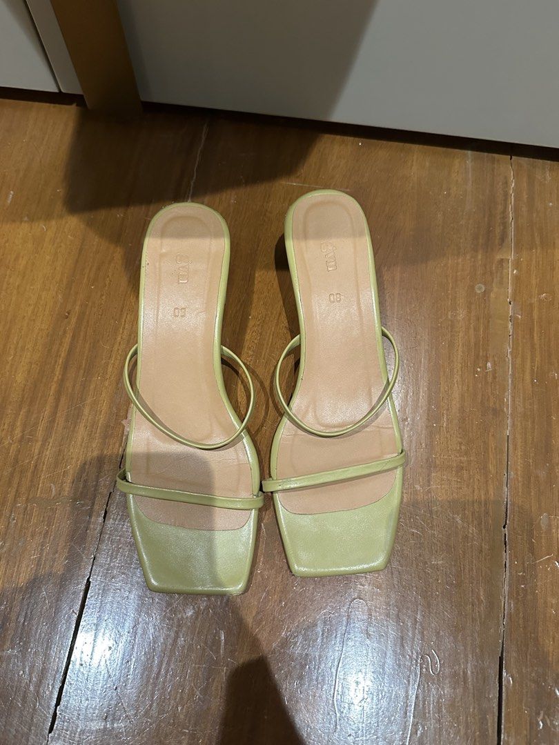Lime Green Square Toe Block Heel Sandals (Category: Flats & Sandals) located in Pasig City. Submitted by nicholeespi (Listing ID 1457969825, Image 2). Description: - Cute lime green sandals - Square toe design - Thin straps across the foot - Comfortable block heel - Easy slip-on style - Versatile: pairs well with dresses or jeans - Size: 38.