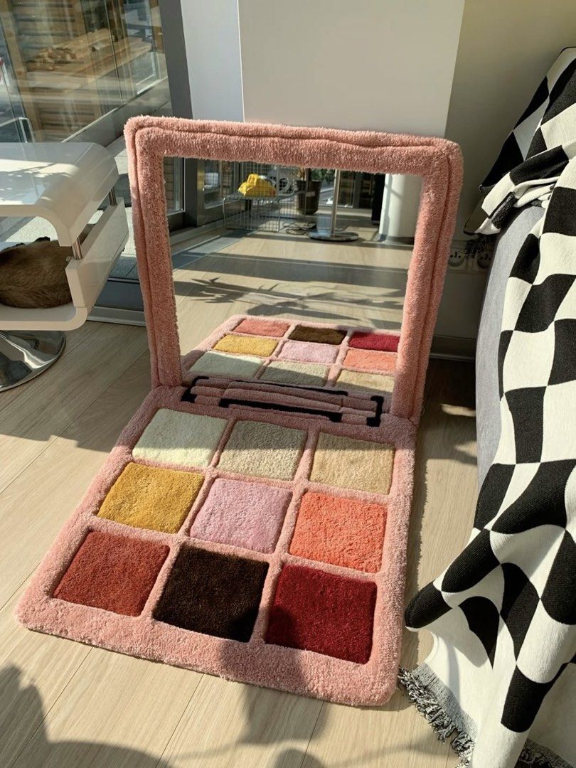 Makeup Eyeshadow Palette Rug Vanity Mirror (Category: Carpets, Mats & Flooring) located in Manila. Submitted by designerarchives.ph (Listing ID 1457975146, Image 1). Description: floor vanity for makeup on-the-floor girlies 💖 Dream mirror!! Small• 80 x 160 cm - ₱18 000 Medium • 100 x 200 cm - ₱20k Large • 120 x 240 cm - ₱28k •50% dp is required •No cancellation or change of size since this is preorder • Buyer will shoulder shipping fee.