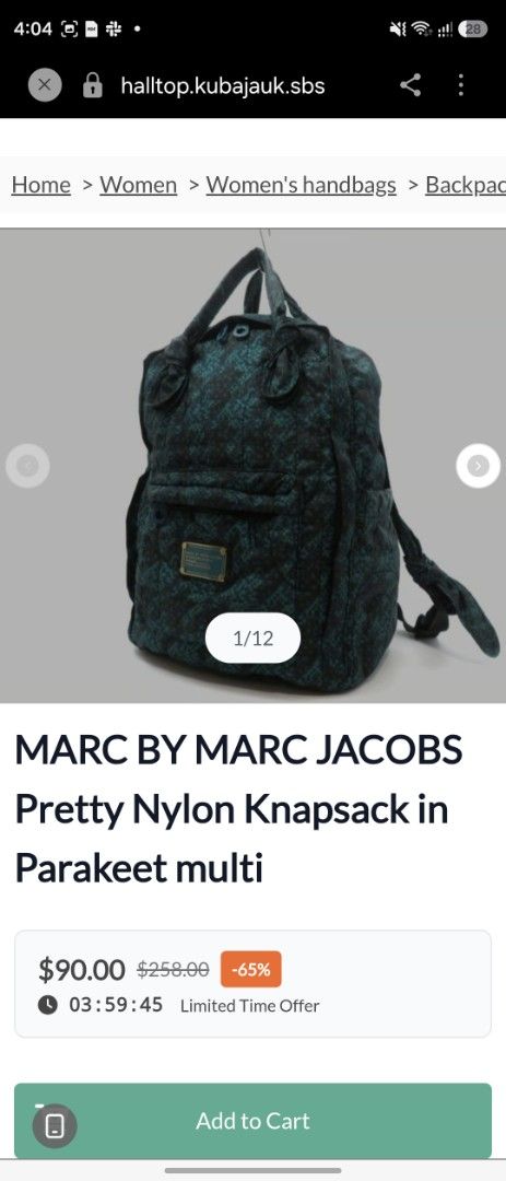 Marc by Marc Jacobs Pretty Nylon Knapsack Parakeet Multi (Category: Luxury Bags & Wallets) located in Mandaue City. Submitted by chuchi152615 (Listing ID 1458083814, Image 3). Description: - Marc by Marc Jacobs backpack - Cool green and black print - Quilted nylon material - Front pocket for easy access - Adjustable straps for comfort - Signature Marc Jacobs logo zipper pull - Ideal for everyday use or travel.