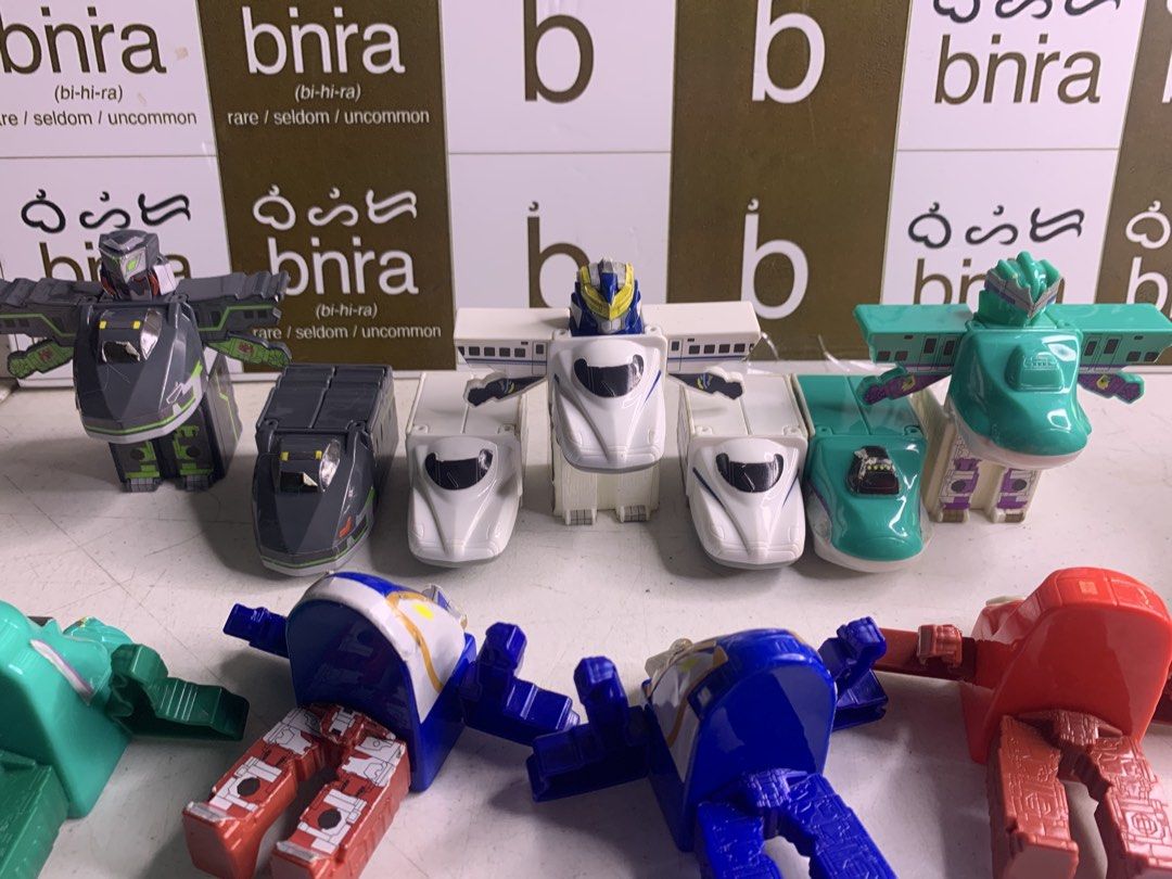 McDo Japan - Train Robots - Set (Category: Designer & Blind Box Toys) located in Carmona. Submitted by bihira (Listing ID 1458022464, Image 2). Description: McDo Japan - Train Robots - Set - WYSIWYG - As is, used, Stickers Applied and some are missing - Shinkansen Robots - Kids Toys / Meal Toys Japan Mc Do.