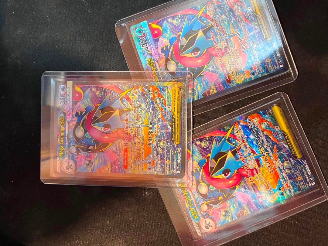 Mega Greninjas (Category: Figurines & Statues) located in Manila. Submitted by mudskipper_river (Listing ID 1457925248, Image 1). Description: 1 Japanese Mega greninja and 2 english mega greninjas buyer shoulders sf.