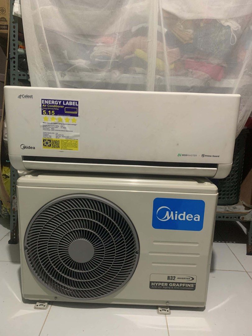 Midea Inverter Split Type Air Conditioner MSCE-10CRFN8-ID (Category: Air Conditioning and Heating) located in Manila. Submitted by yellll.22 (Listing ID 1458052481, Image 3). Description: - Midea Inverter Split Type Air Conditioner - Cooling Capacity: 9000 BTU/h - Refrigerant: R32 - Energy Efficiency Rating: 5.15 - Origin: Made in China - Outdoor Unit: IPX4 Resistance Class.