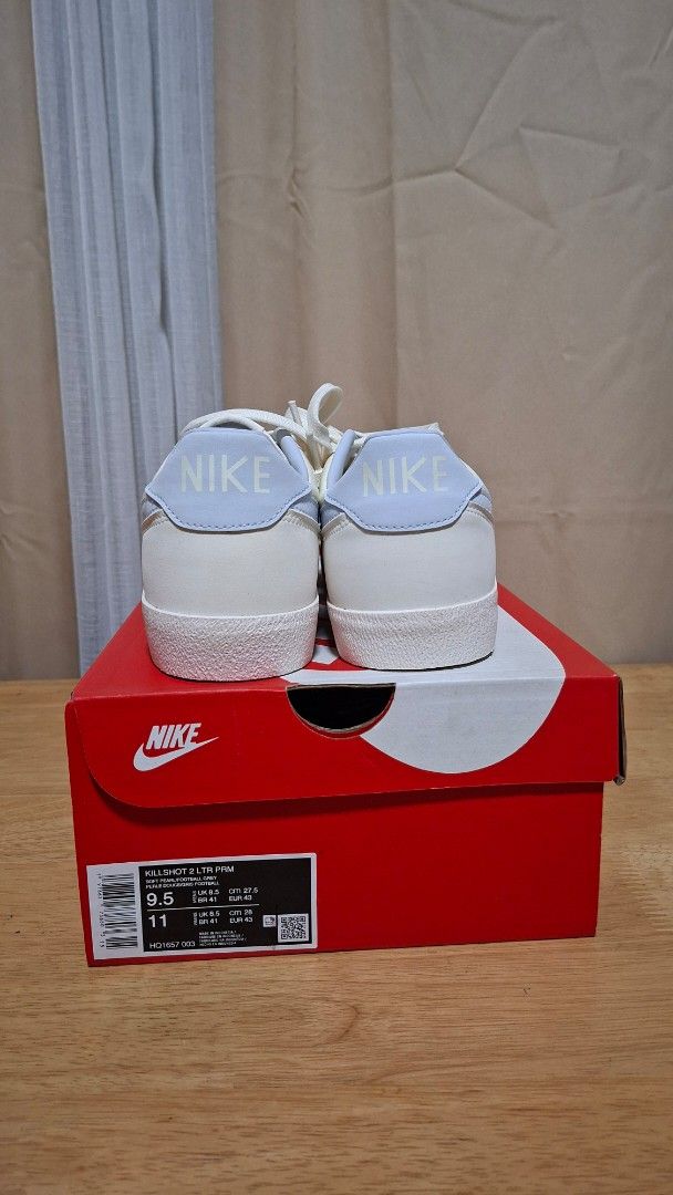 Nike Killshot 2 Leather Premium Cream Light Blue Sneakers (Category: Sneakers) located in Paranaque City. Submitted by arwie22 (Listing ID 1458095488, Image 3). Description: - Nike Killshot 2 Leather Premium sneakers - Color: Cream and Light Blue - Size: US 9.5 (UK 8.5, EU 43) - Includes original box - Ideal for everyday casual wear.