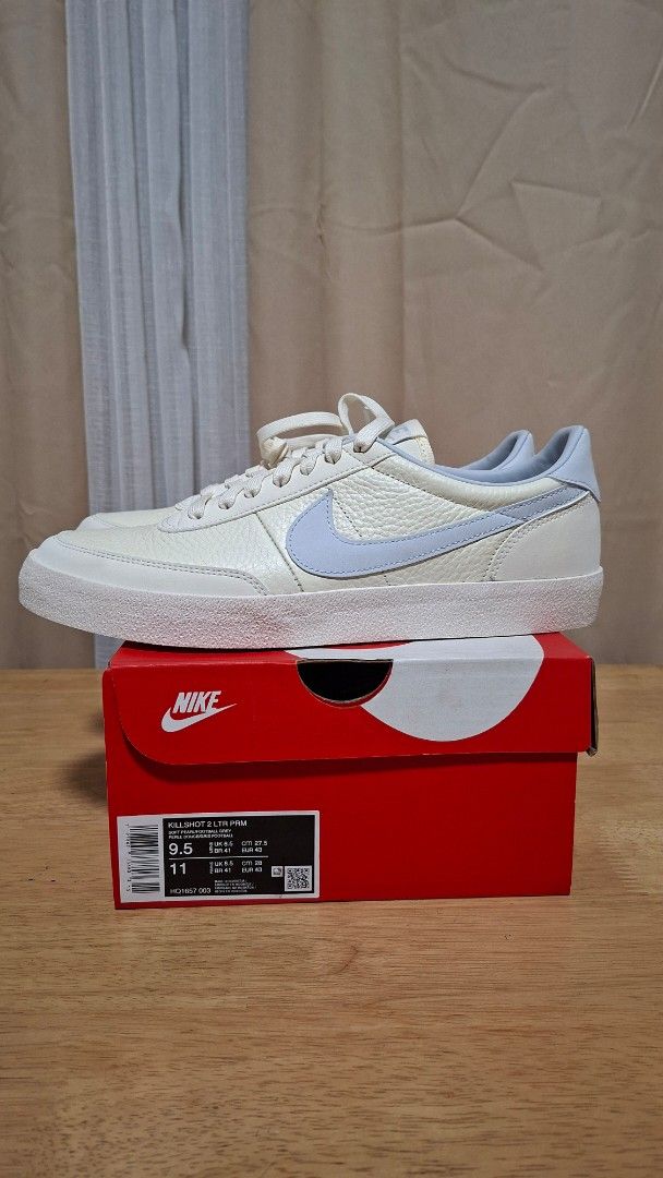 Nike Killshot 2 Leather Premium Cream Light Blue Sneakers (Category: Sneakers) located in Paranaque City. Submitted by arwie22 (Listing ID 1458095488, Image 1). Description: - Nike Killshot 2 Leather Premium sneakers - Color: Cream and Light Blue - Size: US 9.5 (UK 8.5, EU 43) - Includes original box - Ideal for everyday casual wear.