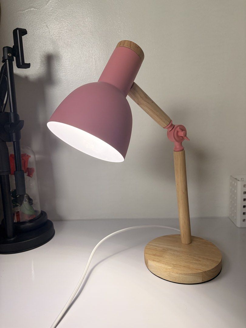 Nordic Desk Lamp in Pink (Category: Lighting) located in Taguig. Submitted by _cupkeith (Listing ID 1457909522, Image 3). Description: Decluttering. Hindi na ginagamit kasi may other lamp na. Location: Tipas, Taguig - Bulb included with three different light colors (neutral, warm, cool) - Switch is functioning well. - Adjustable. - Minimal signs of usage, especially on the wire (see the last photo). - Can be used for studying or working. You can 