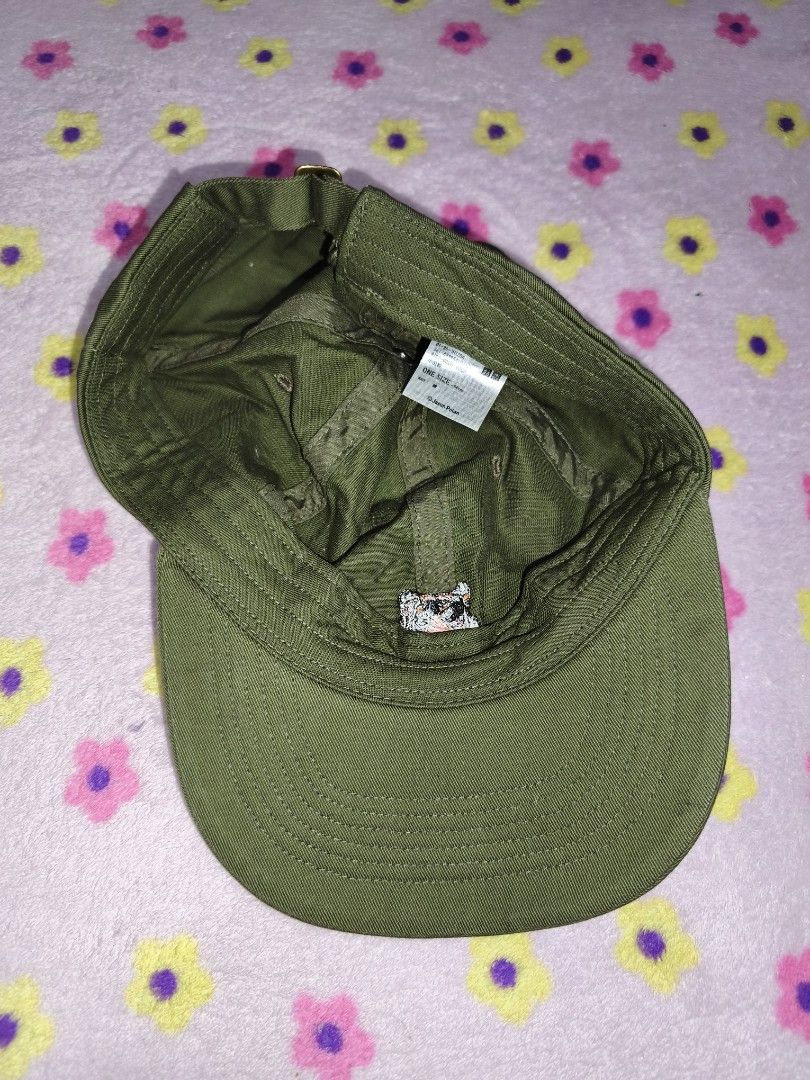 Olive Green Baseball Cap with Tiger Embroidery (Category: Caps & Hats) located in Bulacan. Submitted by THA_D_THRIFT (Listing ID 1458072537, Image 2). Description: - Olive green baseball cap - Features a small embroidered tiger face on the front - Adjustable strap with a metal buckle at the back - Uniqlo-inspired design - Ideal for everyday casual wear 650 + SF.
