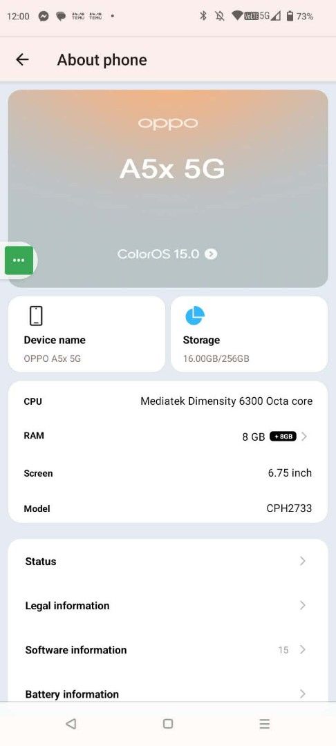 OPPO a5x 5g (Category: OPPO) located in Rodriguez. Submitted by rmantonio5957988 (Listing ID 1458001683, Image 1). Description: OPPO a5x 5g....one(1) month use...6.75 inches... 256 gb internal...complete with box... negotiable slightly pkitignan maige ang mga pictures para wla kulitan... premium copy po unit pwde meet-up basta around suburban...CUP/COD nde po ako pwde byahe ng malayo kc stroke victim po ako...GOD BLESS.
