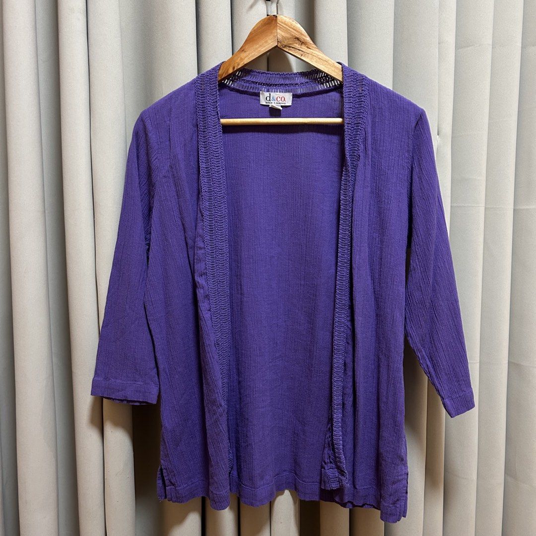 Plus Size D&Co. Purple Cardigan Kimono (Category: Coats, Jackets and Outerwear) located in Rizal. Submitted by from99abovecloset (Listing ID 1458095090, Image 1). Description: Size: 2XL Armhole (laid flat):11” Bust (around): 52” Length (laid flat): 28” Cotton | loose | used few times only .