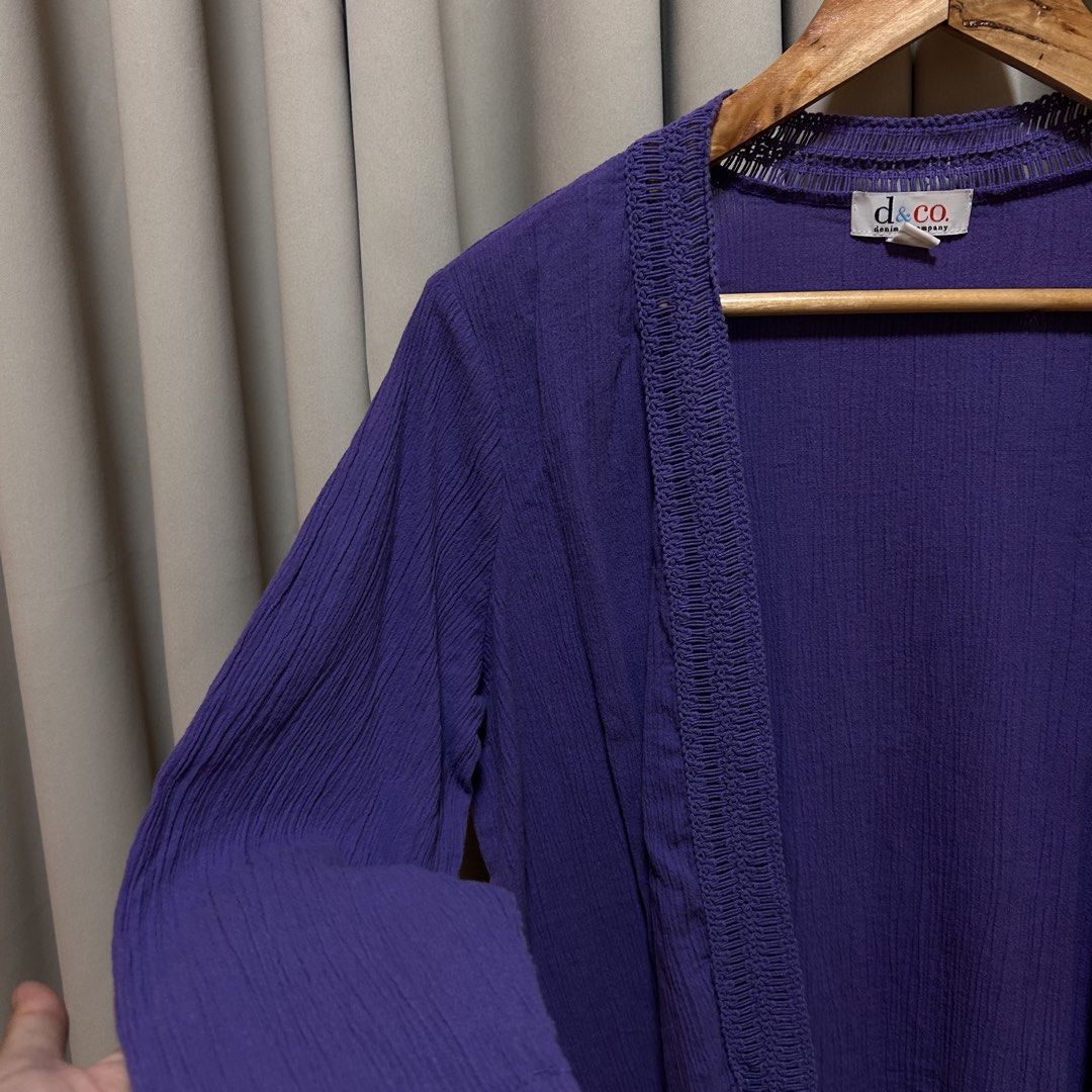 Plus Size D&Co. Purple Cardigan Kimono (Category: Coats, Jackets and Outerwear) located in Rizal. Submitted by from99abovecloset (Listing ID 1458095090, Image 3). Description: Size: 2XL Armhole (laid flat):11” Bust (around): 52” Length (laid flat): 28” Cotton | loose | used few times only .