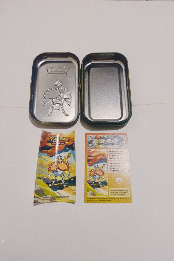 Original Pokémon Espathra & Ampharos Collectible Tin (Category: Character Goods) located in Manila. Submitted by rys_03 (Listing ID 1458061734, Image 2). Description: Selling my Pokémon Espathra & Ampharos tin with original artwork/stickers. 📌 Includes: • Espathra & Ampharos collectible tin • Original Pokémon artwork/sticker design • Art cards/inserts shown in the photos 💰 ₱400 ONLY — negotiable for sure buyers! 🤝 Reasonable offers are welcome