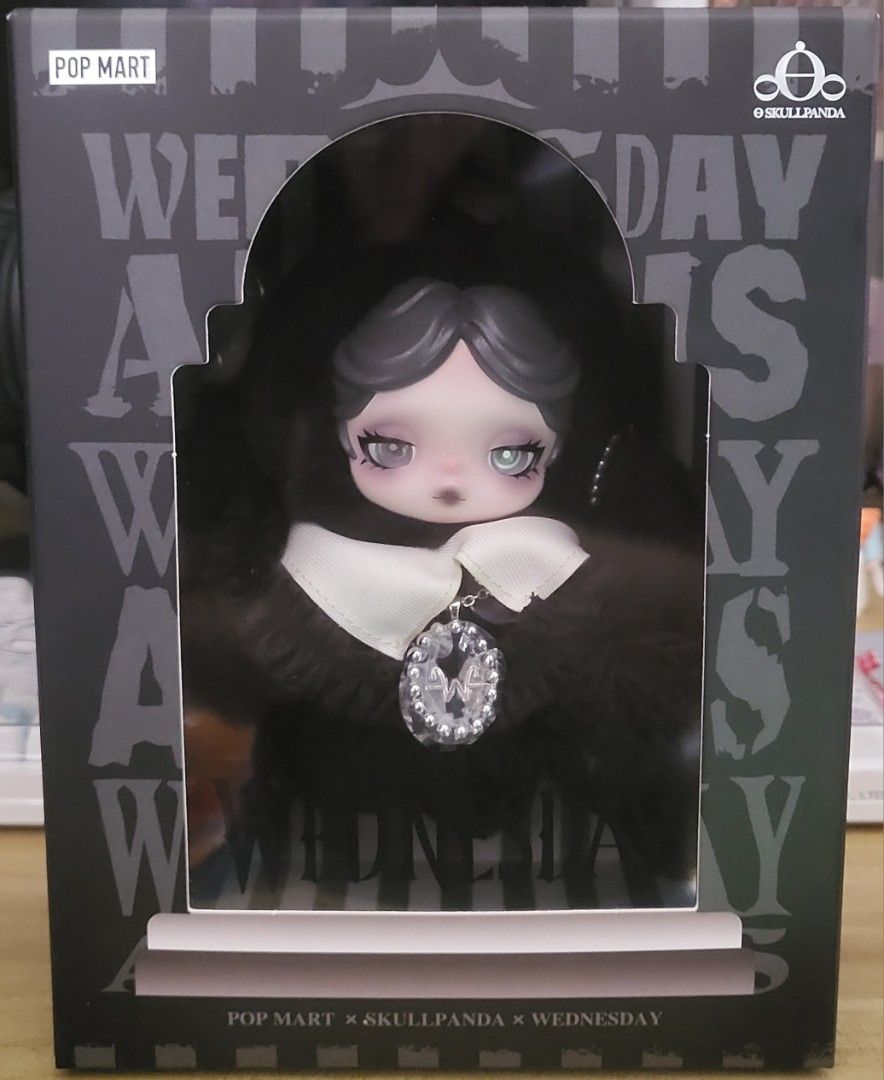 Pop Mart Skullpanda US Version Wednesday Addams (Category: Designer & Blind Box Toys) located in Manila. Submitted by vialuna (Listing ID 1457742925, Image 1). Description: Skullpanda Wednesday Addams US Version Sealed.